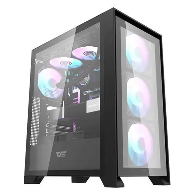 Počítačová skříň Darkflash DRX70 GLASS + 4 ventilátory RGB (černá)