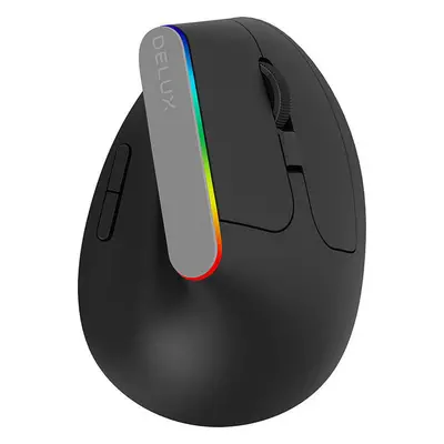 Bezdrátová vertikální myš Delux M618C 2,4G 1600DPI RGB (Černá)