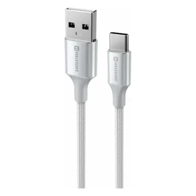 DATOVÝ KABEL SWISSTEN TEXTILE II USB / USB-C 1,5 M BÍLÝ