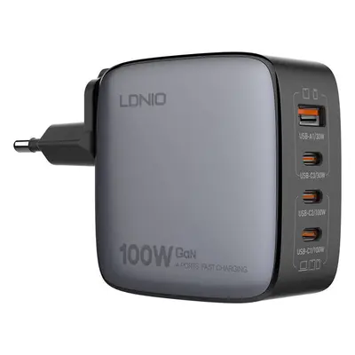 LDNIO Q408 100W USB-A + 3x USB-C síťová nabíječka (černá)