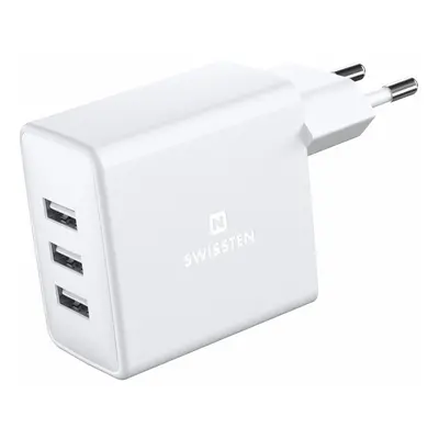 SWISSTEN síťový adaptér 3x USB 3A 15W bílý