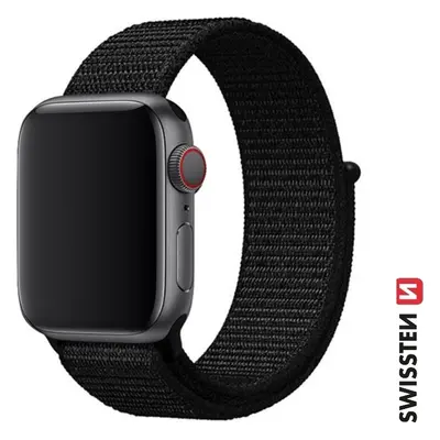 SWISSTEN ŘEMÍNEK PRO APPLE WATCH NYLONOVÝ 42 / 44 / 45 / 49 mm ČERNÝ