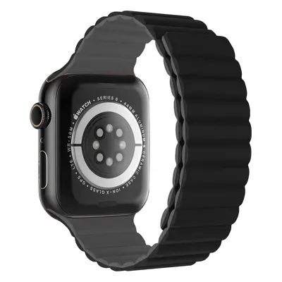 SWISSTEN ŘEMÍNEK PRO APPLE WATCH SILIKONOVÝ - MAGNETIC 42 / 44 / 45 / 49 mm ČERNO/ŠEDÝ