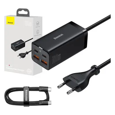 Baseus GaN3 Pro nástěnná nabíječka 2xUSB-C + 2xUSB, 100W (černá)