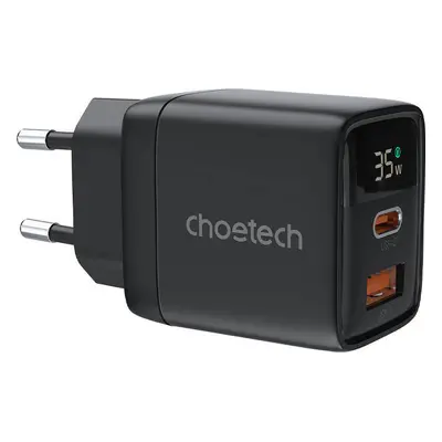 Nástěnná nabíječka GAN3 USB-A+C PD35W Choetech PD6052 (černá)