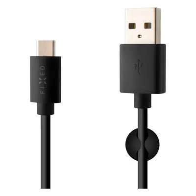 Datový a nabíjecí kabel FIXED s konektory USB/USB-C, USB 2.0, 1 metr, černý