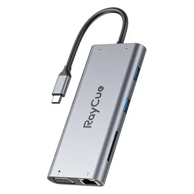 Rozbočovač 11v1 RayCue USB-C do 2x USB-A 2.0 480Mb/s + 3x USB-A 3.2 5Gb/s + SD/TF 3.0 + HDMI 4K3