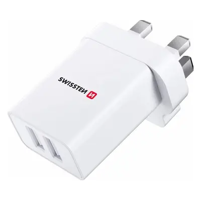 SWISSTEN SÍŤOVÝ ADAPTÉR 2x USB 10,5W pro UK zásuvku BÍLÝ