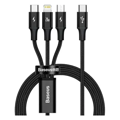 BASEUS RAPID 3IN1 TYPE-C & LIGHTNING & MICRO-USB CABLE PD20W 150CM BLACK