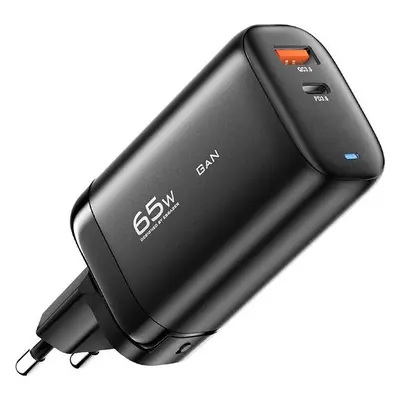 Essager Nástěnná nabíječka, Essager, ECTAC-MYB01-Z, GaN, USB-C, USB-A, 65W (černá)