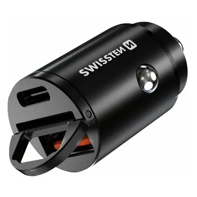 SWISSTEN CL ADAPTÉR POWER DELIVERY USB-C + SUPER CHARGE 3.0 30W NANO ČERNÝ