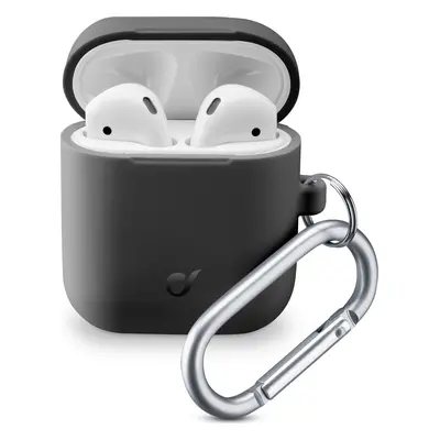 Ochranný kryt s karabinou Cellularline Bounce pro Apple AirPods 1 & 2, černý