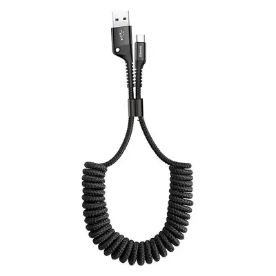 Baseus Pružinový kabel USB-C 1m 2A - černý