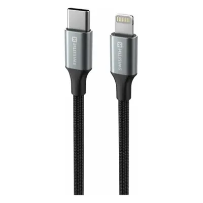 DATOVÝ KABEL SWISSTEN TEXTILE II USB-C / LIGHTNING 1,5 M ČERNÝ