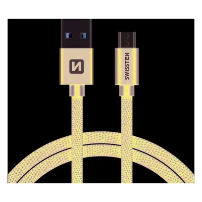 DATOVÝ KABEL SWISSTEN TEXTILE USB / MICRO USB 2,0 M ČERNÝ