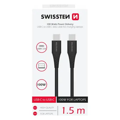 DATOVÝ KABEL SWISSTEN TPE USB-C/USB-C POWER DELIVERY 5A (100W) 2,5 M ČERNÝ