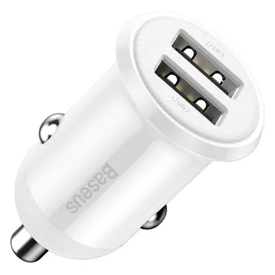 Nabíječka do auta Baseus Grain Pro 2x USB 4,8A (bílá)