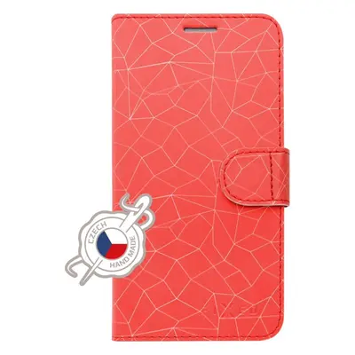 Pouzdro typu kniha FIXED FIT pro Apple iPhone XS, motiv Red Mesh