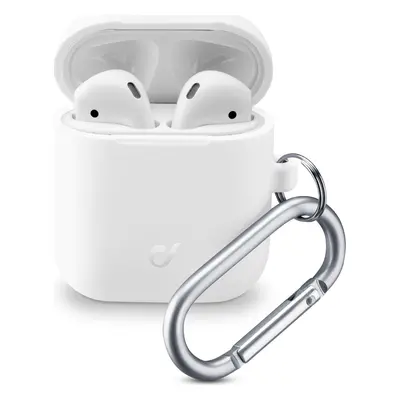 Ochranný kryt s karabinou Cellularline Bounce pro Apple AirPods 1 & 2, bílý