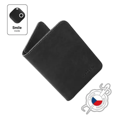 Kožená peněženka FIXED Smile Wallet XL se smart trackerem FIXED Smile PRO, černá