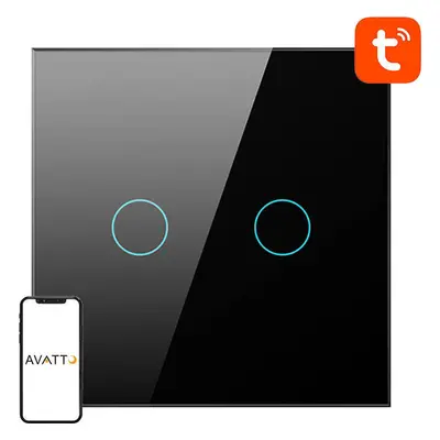 Smart Light Switch WiFi Avatto TS02-EU-B2 2 Way TUYA (černá)