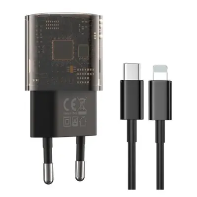 Cestovní nabíječka XO Clear CE05 PD 30W QC 3.0 18W 1xUSB 1xUSB-C černá + kabel USB-C - Lightning