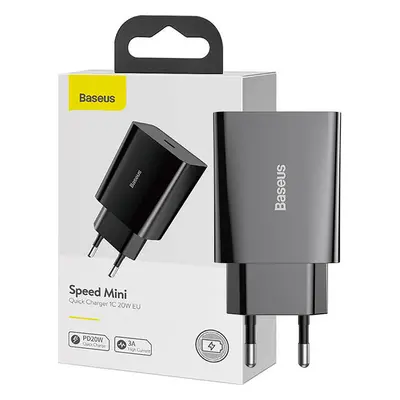 Baseus Speed Mini Quick Charger, USB-C, PD, 3A, 20W (černá)