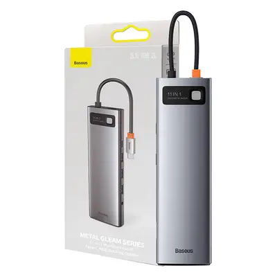 Rozbočovač 11v1 Baseus Metal Gleam Series, USB-C na 3x USB 3.0 + 2x HDMI + USB-C PD + Ethernet R