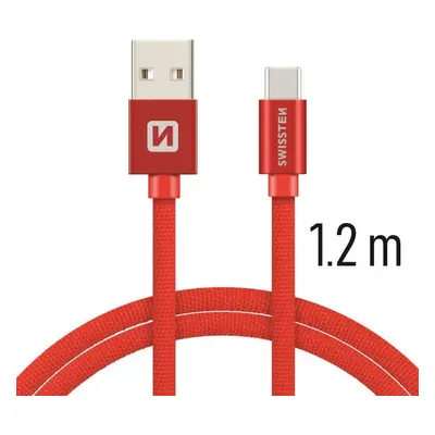 DATOVÝ KABEL SWISSTEN TEXTILE USB / USB-C 1,2 M ČERVENÝ