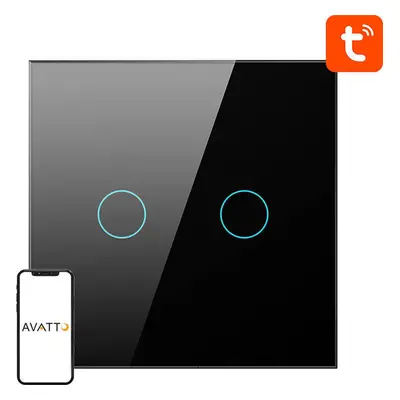 Smart Light Switch ZigBee Avatto ZTS02-EU-B2 2 Way TUYA (černý)