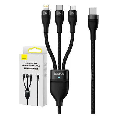 Kabel USB 3v1 Baseus Flash Series 2, USB-C + micro USB + Lightning, 100 W, 1,5 m (černý)