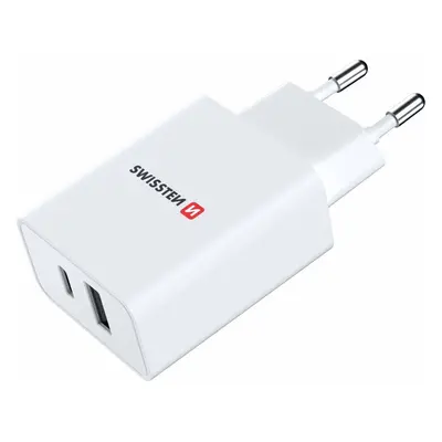 SWISSTEN SÍŤOVÝ ADAPTÉR GaN 1x USB-C + 1x USB 30W POWER DELIVERY