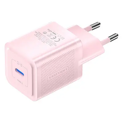 Vention Nástěnná nabíječka, Vention, FEPP0-EU, USB-C, 20W, GaN (růžová)