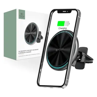 TECH-PROTECT A2 MAGNETIC MAGSAFE VENT CAR MOUNT WIRELESS CHARGER 15W BLACK