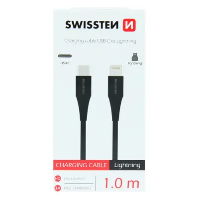 NABÍJECÍ KABEL SWISSTEN USB-C / LIGHTNING 1,0 M ČERNÝ