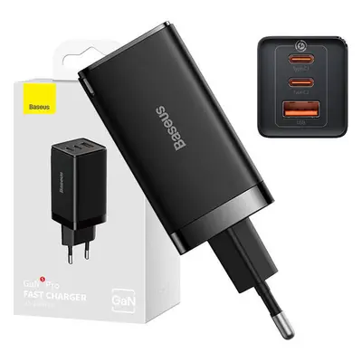 Nástěnná nabíječka Baseus GaN5 Pro 2xUSB-C + USB, 65 W (černá)