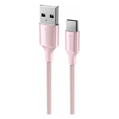 DATOVÝ KABEL SWISSTEN TEXTILE II USB / USB-C 1,5 M RŮŽOVÝ