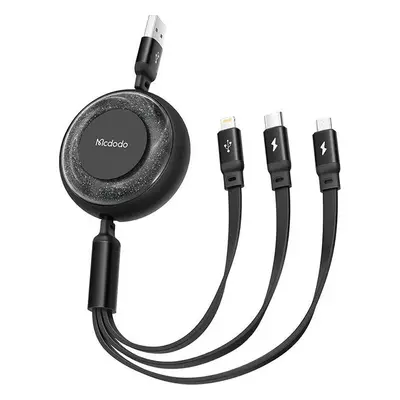 Kabel 3v1 z USB na USB-C / Lightning / Micro USB, Mcdodo CA-3570, 1,2 m (černý)