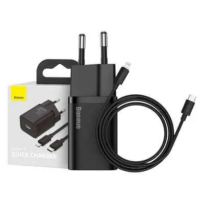 BASEUS SUPER SI NETWORK CHARGER PD20W + LIGHTNING CABLE BLACK - rychlonabíječka pro iPhone