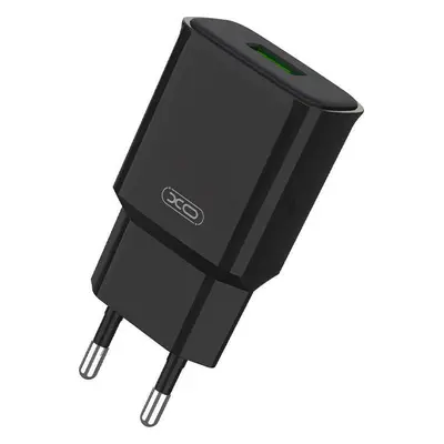 Nástěnná nabíječka XO L92D, 1x USB, 18 W, QC 3.0 (černá)