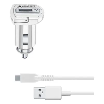 Set Cellularline autonabíječky a USB-C kabelu, adaptivní nabíjení, 15W, bílá