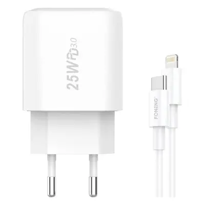 Rychlonabíječka Foneng 1x USB EU40 + kabel USB C na Lightning pro iPhone