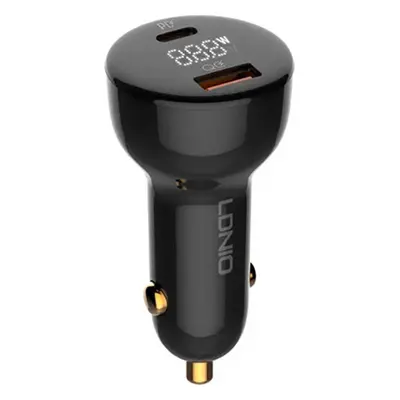 LDNIO C101 Nabíječka do auta, USB + USB-C, 100W + kabel USB-C na USB-C (černá)