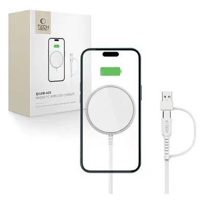 TECH-PROTECT QI15W-A25 MAGNETIC MAGSAFE WIRELESS CHARGER WHITE