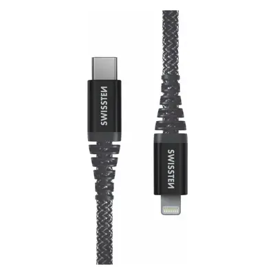 DATOVÝ KABEL SWISSTEN KEVLAR USB-C / LIGHTNING 1,5 M ANTRACIT