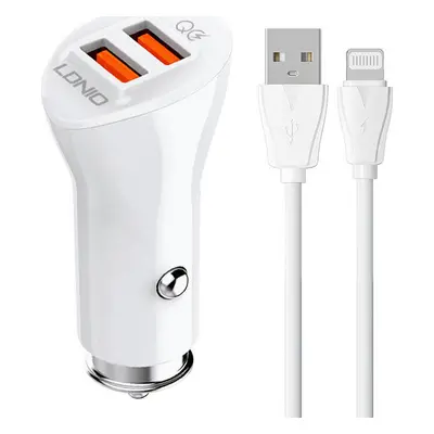 Nabíječka do auta LDNIO C511Q 2USB + kabel Lightning