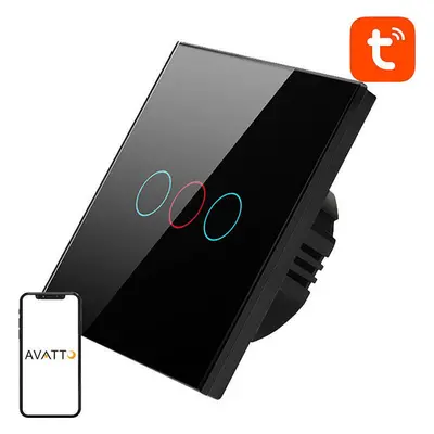 Smart Light Switch WiFi Avatto TS02-EU-B3 3 Way TUYA (černá)