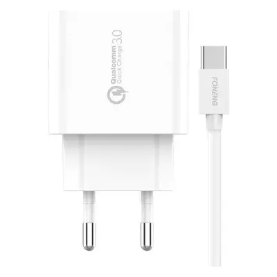 Rychlonabíječka Foneng 1x USB EU46 QC 3.0+ kabel USB typu C