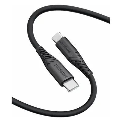 DATOVÝ KABEL SWISSTEN SOFT SILICONE USB-C / USB-C 0,4 M ČERNÝ