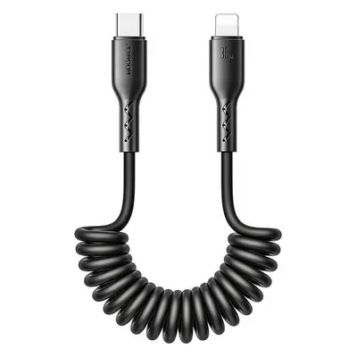 Rychlonabíjecí kabel do auta Joyroom Type-C na Lightning řady Easy-Travel 30W 1,5 m, vinutý (čer